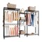 Black Carbon Steel 7-Tier Wardrobe Rack with 4 Rods and 8 Hooks